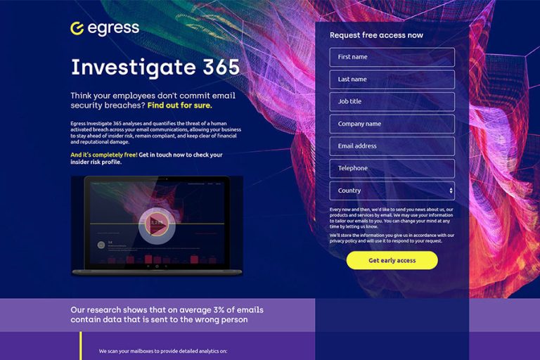 Investigate 365 landing webpage